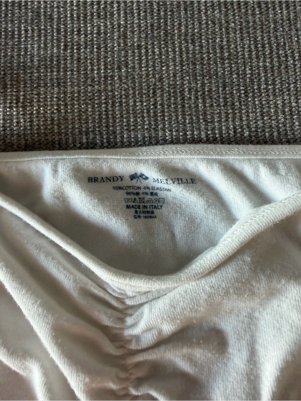Brandy Melville White Ruched V-Neck Spaghetti Strap Tank - Picture 2 of 2